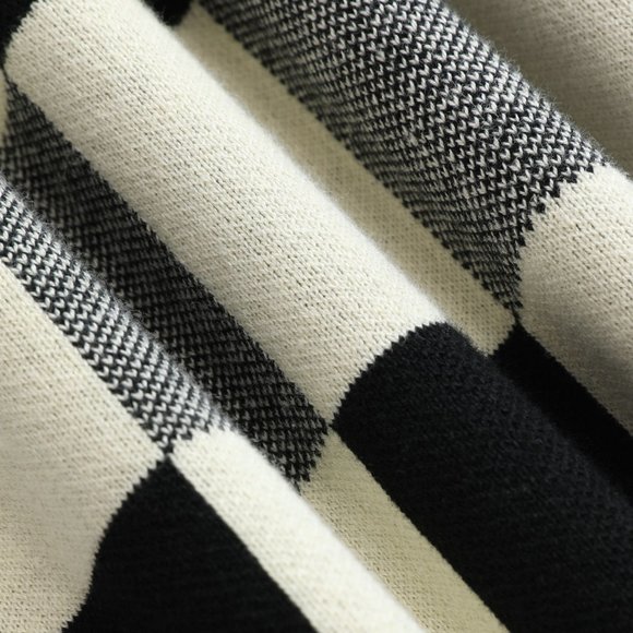 Cider Knit Game Night Checkered Mini Dress; Black, Grey, Cream Checkerboard - Picture 6 of 6